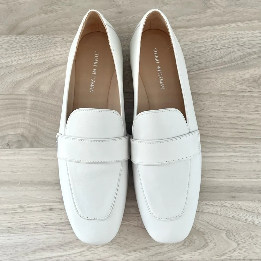 Stuart Weitzman Payson Leather Loafers | White | Size 5